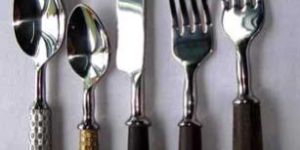 Steel with Leather Finish Cutlery Set