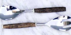 Wodden Steel Finish Salad Set