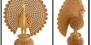 Wooden Dancing Peacock Statue