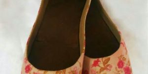 Pink Flower Printed Belly Shoes