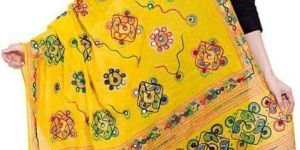 Yellow Aari Work Dupatta