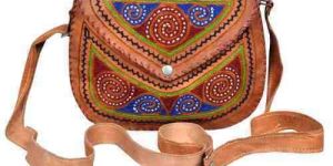 Ladies Leather Embroidered Sling Bags
