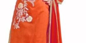 Orange Embroidered Chanderi Churidar Suits