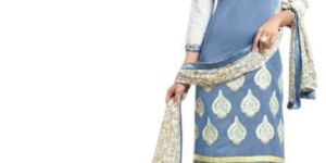 Light  Grey Embroidered Chanderi Churidar Suits
