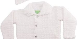 Knitted White Crochet Newborn Toddlers Baby Cardigan (Sweater)