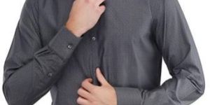 GREY BUTTON-DOWN DOBBY SHIRT