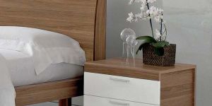 Wooden Bed with Side Table