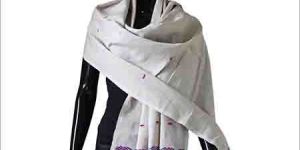 White Assam Slik Stole (80x200)