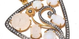 White Druzy Gemstone Pendant