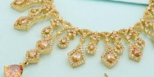 CZ Diamond Designer Necklace Set