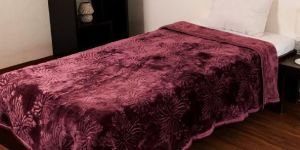 Mink Single Bed Floral Embossed  Purple Blanket