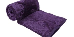 Mink Single Bed Floral Embossed Purple Blanket