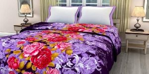 Pink Floral Print Soft and Warm Micro Single Bed Red Blanket