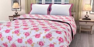 White Floral Print  Soft and Warm Micro Fiber Single Bed Blanket