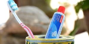 Blue Pottery Toothbrush Holder