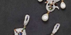 SP-02 American diamond studded silver pendant sets