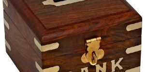 Wooden Square Shaped Money Box