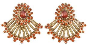 Indian Traditional Style Ear Cuff Blue Color Crystal Earrings