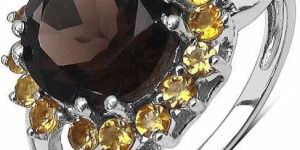 Smoky Topaz  Citrine Gemstone Ring with 925 Sterling Silver
