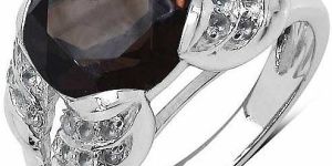 Smoky Topaz  CZ Gemstone Ring with 925 Sterling Silver