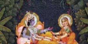 Krishna & Radha Sitting in Kunj  Painting