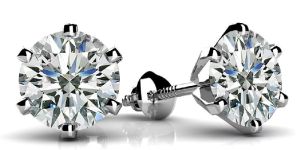 White Diamond Stud Earrings