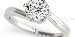 White Gold Plated Moissanite Engagement Ring in Silver