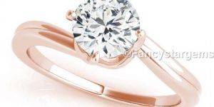 White Moissanite Rose Gold Plated Wedding Ring