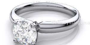 White Moissanite Solitaire 925 Silver Ring