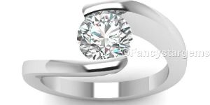 White Moissanite Solitaire Bezel Set Wedding Ring 925 Silver