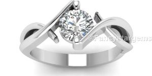 White Moissanite Solitaire Twisted Wedding Ring Made in 925 Silver
