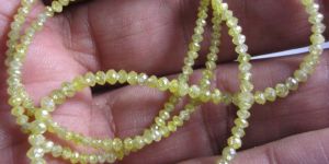 Yellow Color Faceted Diamond Beads Necklace