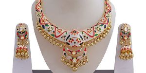 Meenakari Kundan Hasli Wedding Necklace Set