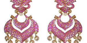 Meenakari Single Color Double Layer Jhumka Earrings