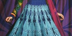 Blue Chiffon Readymade Anarkali Set