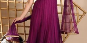 Purple Netted Readymade Kameez