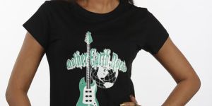 Women Black Guitar T Shirt