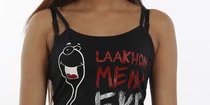 Women Black Printed Spaghetti