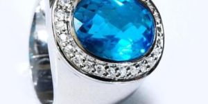 Designer Stone Blue Sterling Silver 925 Ring
