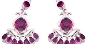 Silve Red Zircon Drop Style Uncouth Earring