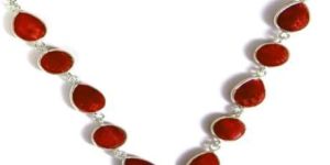 Silver Red Ruby Little Size Beaded Style Blazing Necklace