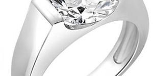 Silver White Round Stone Zircon Ring