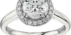 Silver White Stone Zircon Halo Ring