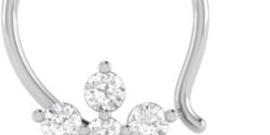 Silver White Zircon Uncouth Flower Design Nose Pin