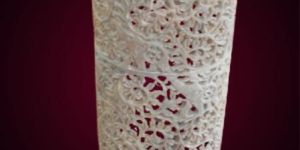 White Marble Cylinder Shaped Flower Vase