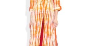 Hand Tie Dyed Designer Orange Rayon Kurta