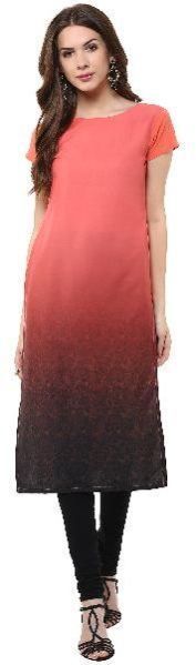 Janasya Women's Red Casual Crepe Kurti