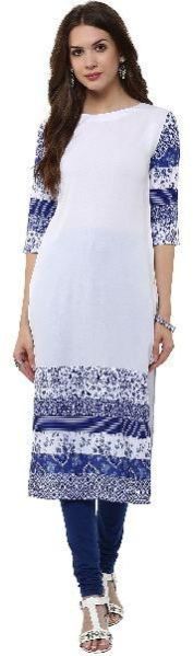 Janasya Women's White Casual Crepe Kurti
