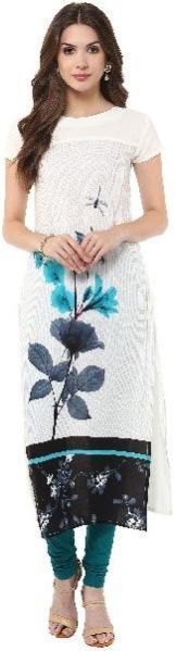 Janasya Women's White Casual Crepe Kurti