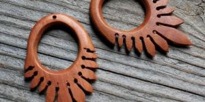 Wooden & Buffalo Bone Earrings